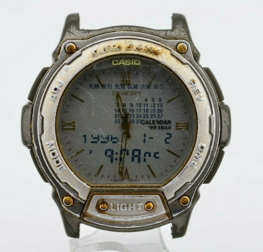 H404 Vintage Casio Data Bank Twincept Quartz Analog Digital