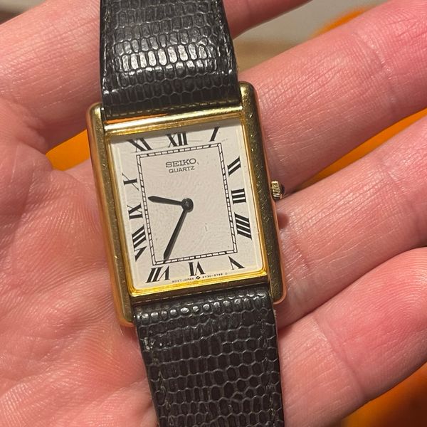 Seiko tank 5y30 vintage メンズ腕時計 Vintage Seiko Tank Mens Watch Rare Gold dial 5Y30-5069 - New