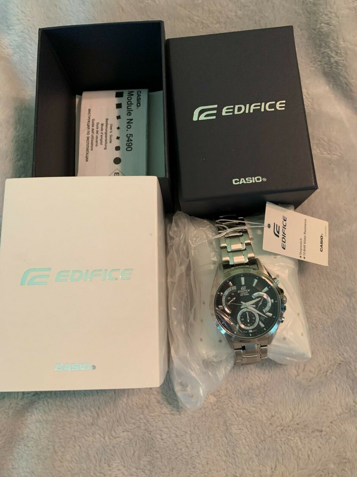 & NEW CASIO Watch, / BOX Steel TAGS | Model Stainless EFV-580D-1AVUEF with WatchCharts Silver
