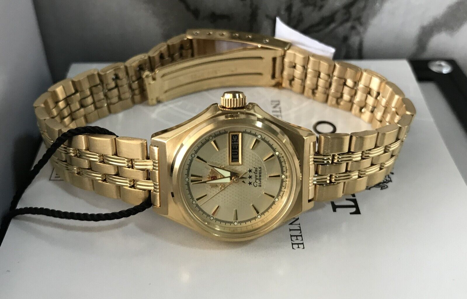 Orient Automatic Day-Date Gold dial Stainless Steel Lady's