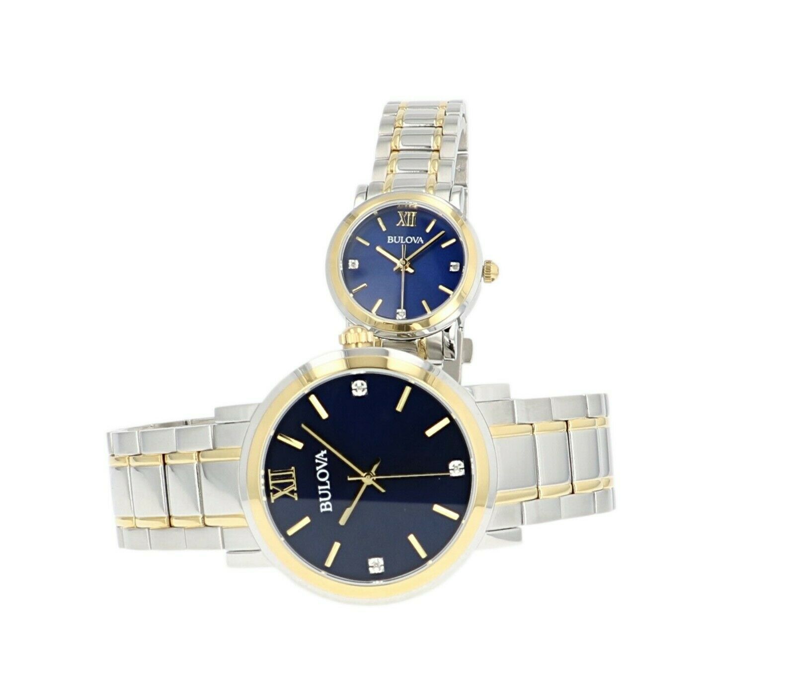 Bulova Quartz Gold Tone Case Two Tone Matching His and Hers Bulova Quartz Gold Tone Case Two Tone Matching His and Hers