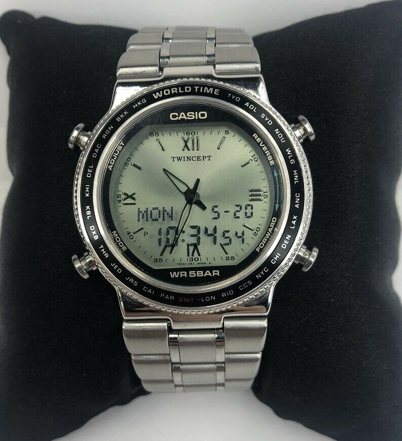 Vintage Casio Twincept World Time Watch 1326 ABX-610 Works