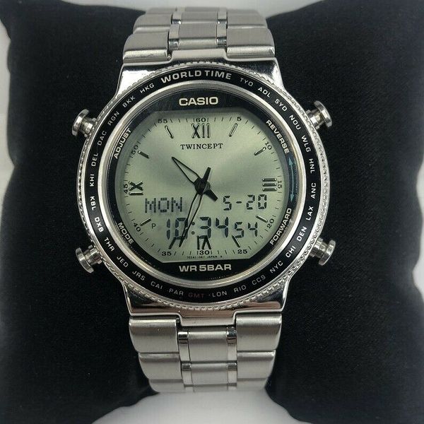 Vintage Casio Twincept World Time Watch 1326 ABX-610 Works Perfectly ...