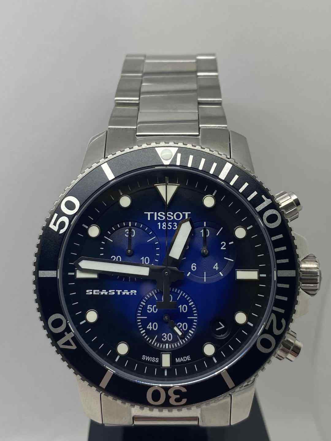 Tissot Seastar 1000 Chronograph Blue Dial Silver Steel Strap Watch For Men - T120.417.11.041.00