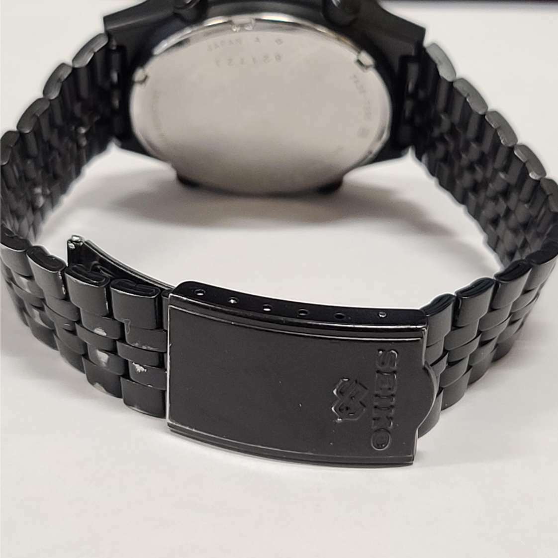 Vintage SEIKO Quartz Chrono Black Stainless 7A38-7290 Watch