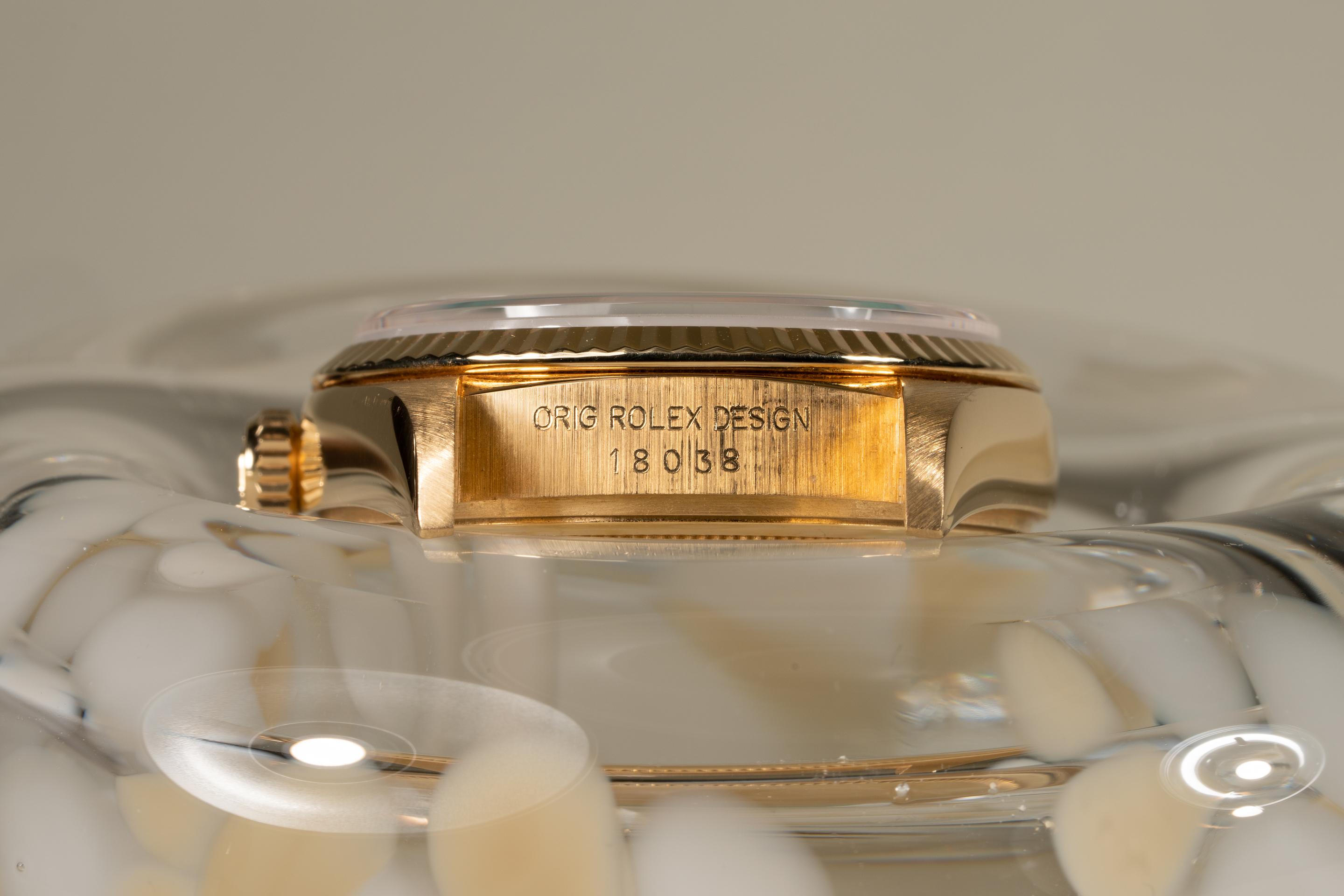 FS: 1984 Rolex 18K YG Day-Date 18038 Blue Vignette Diamond String