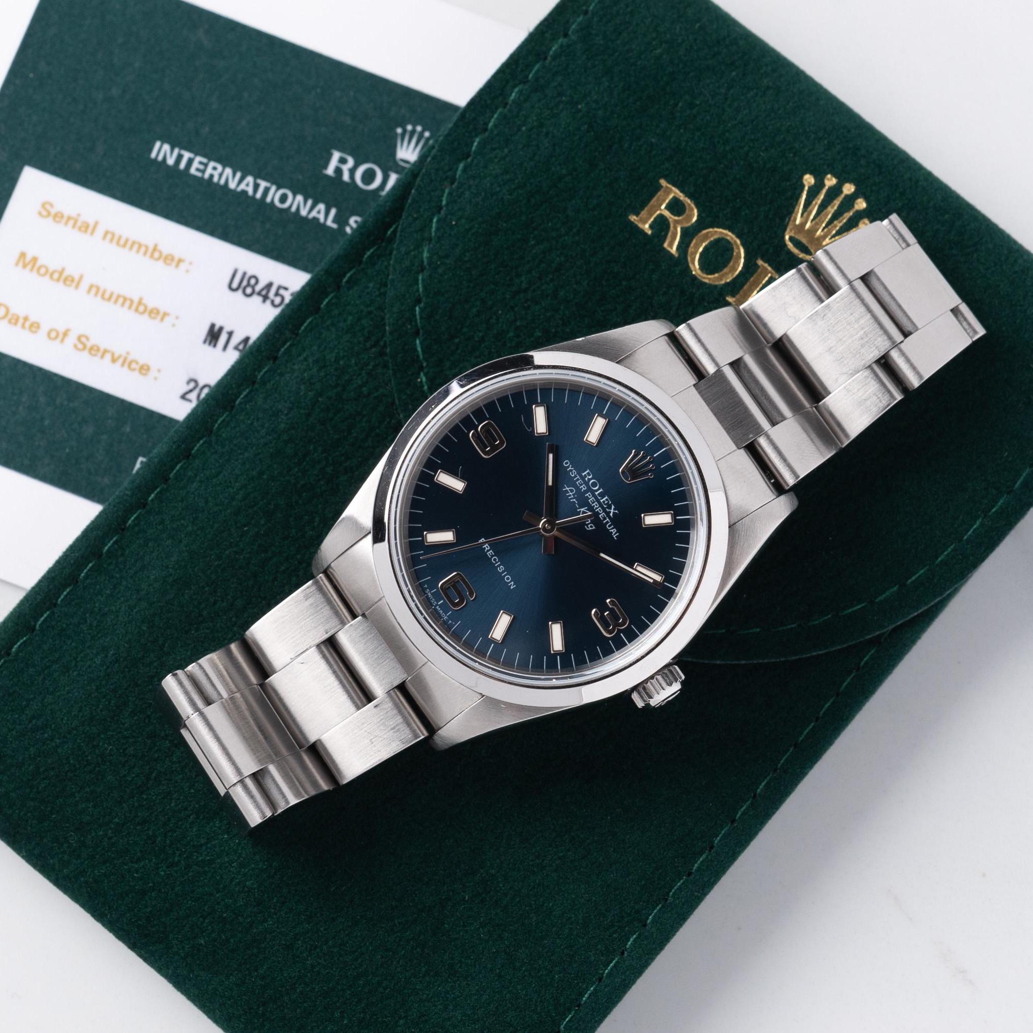 WTS 1998 Rolex Air King 14000 Blue 3 6 9 with RSC Card