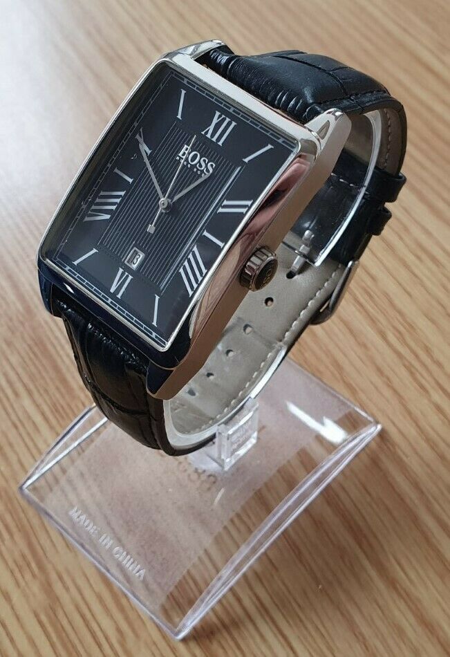 Hugo Boss Black Square men s watch with leather strap WatchCharts Marketplace