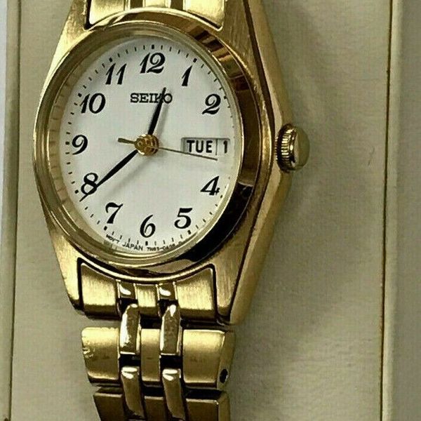 Montre Seiko Femme Vintage Quartz - Réf. 7N83-0011 - Jour Et Date - Pile Neuve