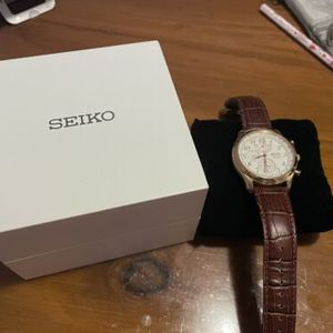 Seiko Perpetual Chronograph 7T86 0AF0 Quartz Calf Leather