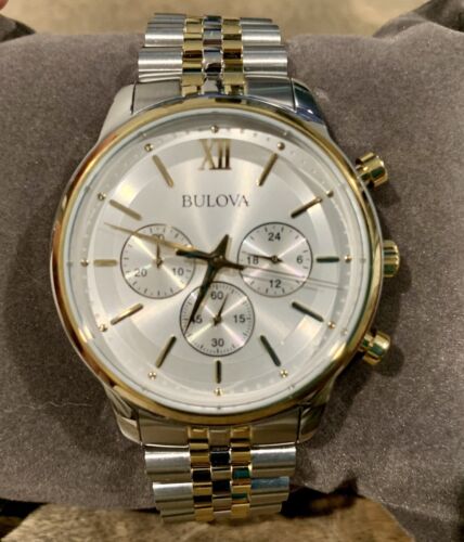 Bulova Chronograph Watch 41mm White Dial Two Tone Round 98A287 W2 Bulova Chronograph - Etsy UK main image 4