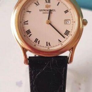 Raymond Weil gents wristwatch 18ct gold plated date function 5567