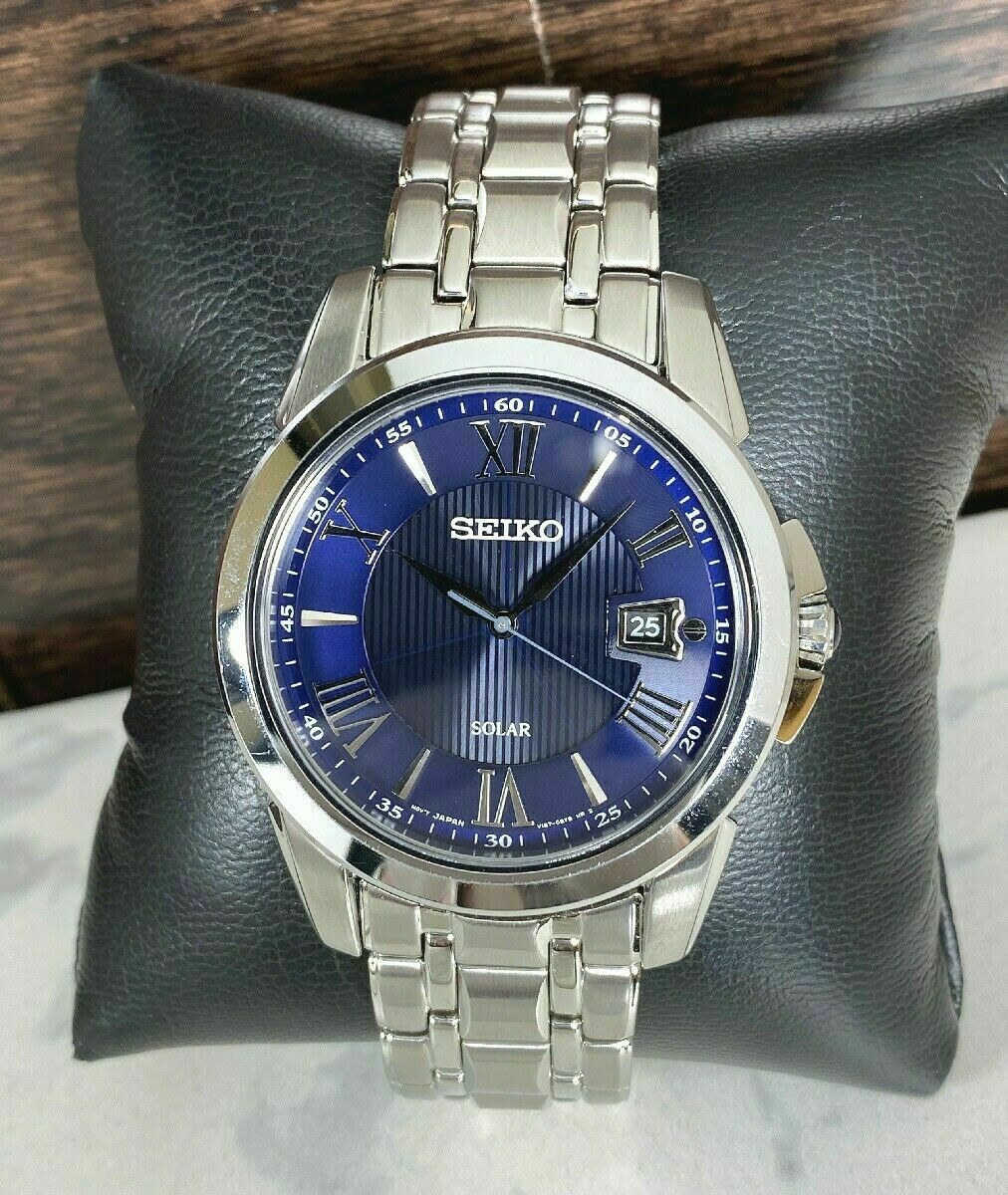 Seiko Solar Men s Le Grand Sport Watch Steel Blue Dial Sapphire