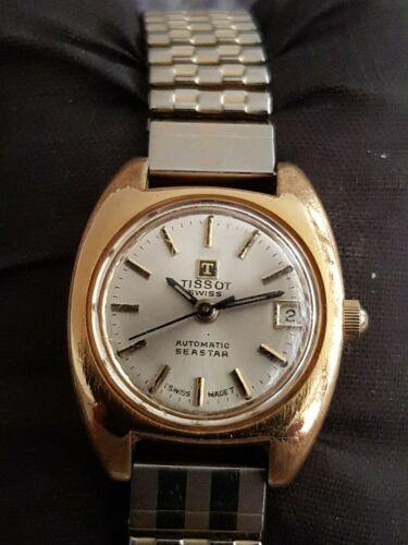 Ladies Vintage Gold Plated Tissot Seastar Automatic Watch Good