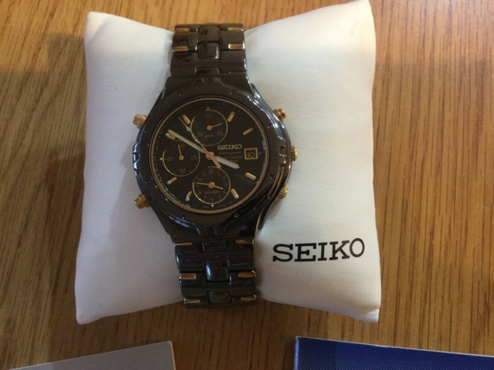 Seiko 7T32 6M69 Stainless Steel Chronograph Analog Alarm Men s