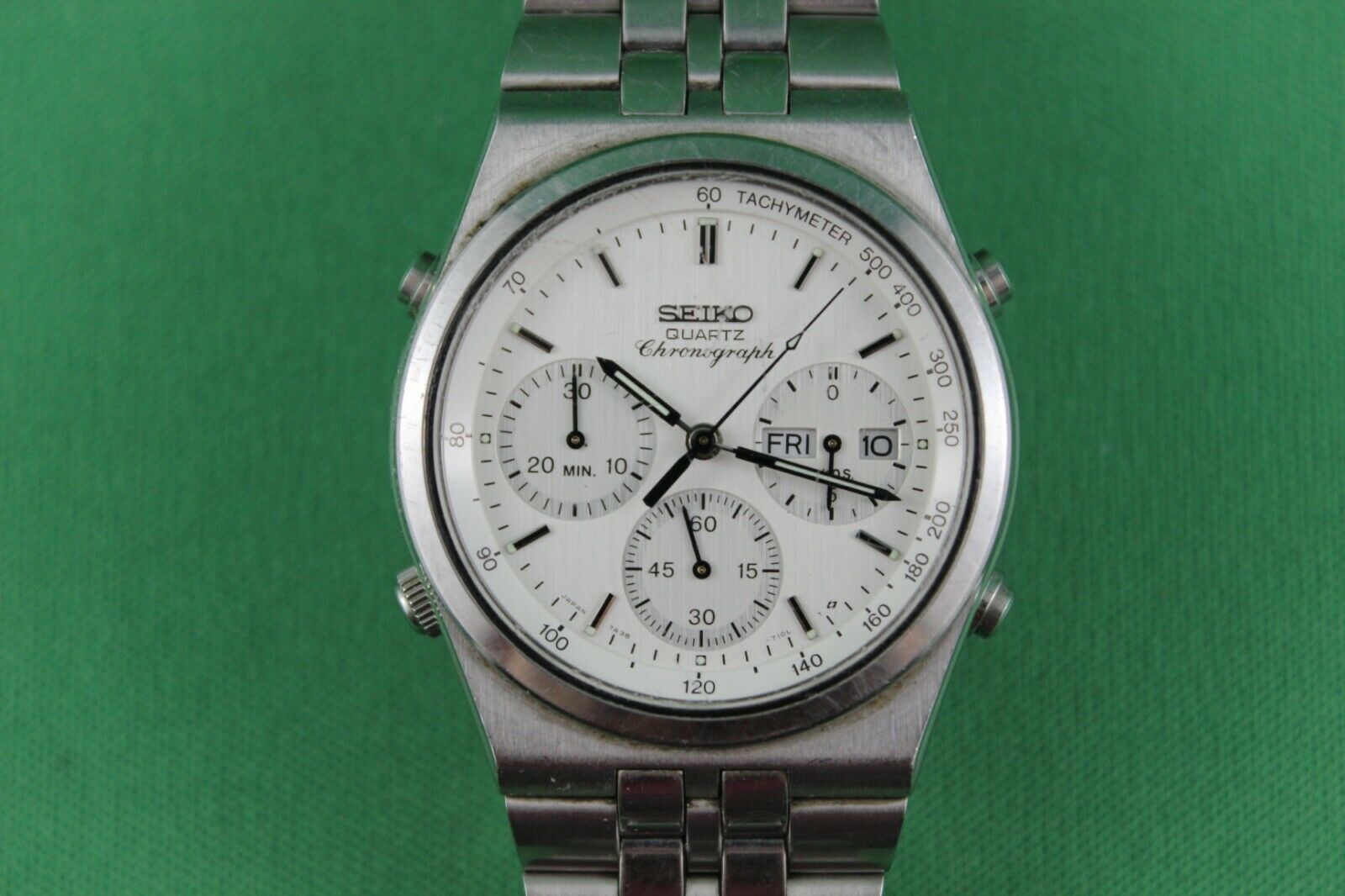 VERY NICE SEIKO QUARTZ CHRONOGRAPH 7A38 7289 A6 SERVICED RUNNING