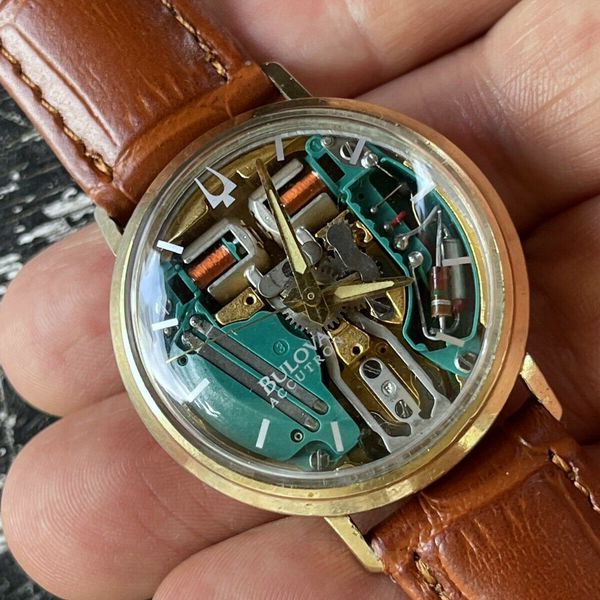 1966 Bulova Accutron Spaceview 214 Gold Filled All Original Green Dial Serviced Watchcharts 0252