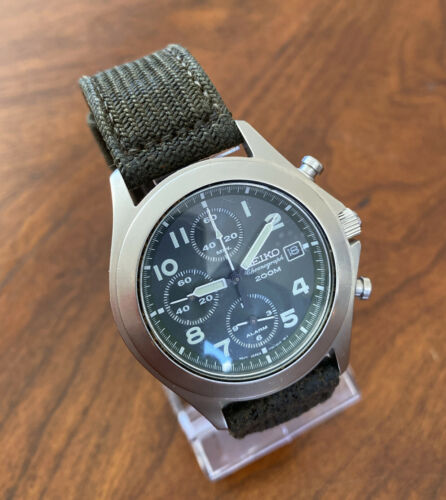 SEIKO Chrono Military Field Watch Green Dial 200m Quartz 7T62-0AH0 SNA027  (W3) | WatchCharts