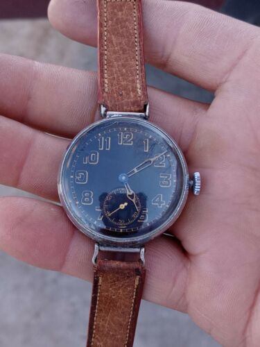 Longines Baume Co. Military Trench silver watch movement cal