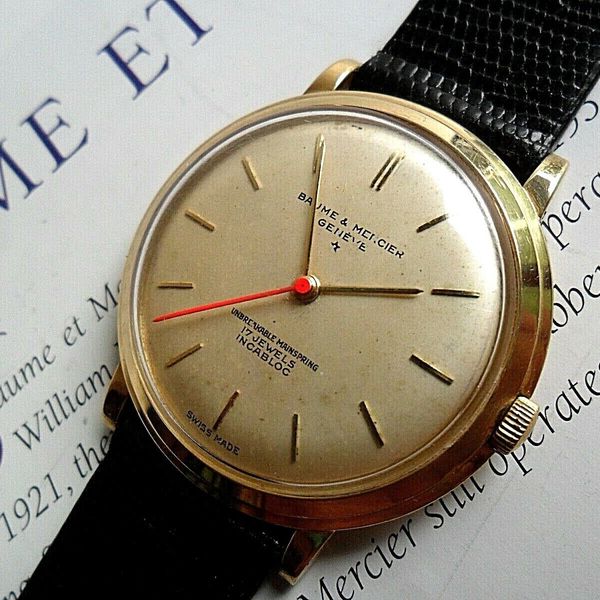 1950s Unusual Baume Swiss Power Reserve Automatic Wristwatch with Mixed Arrow & Arabic Numerals