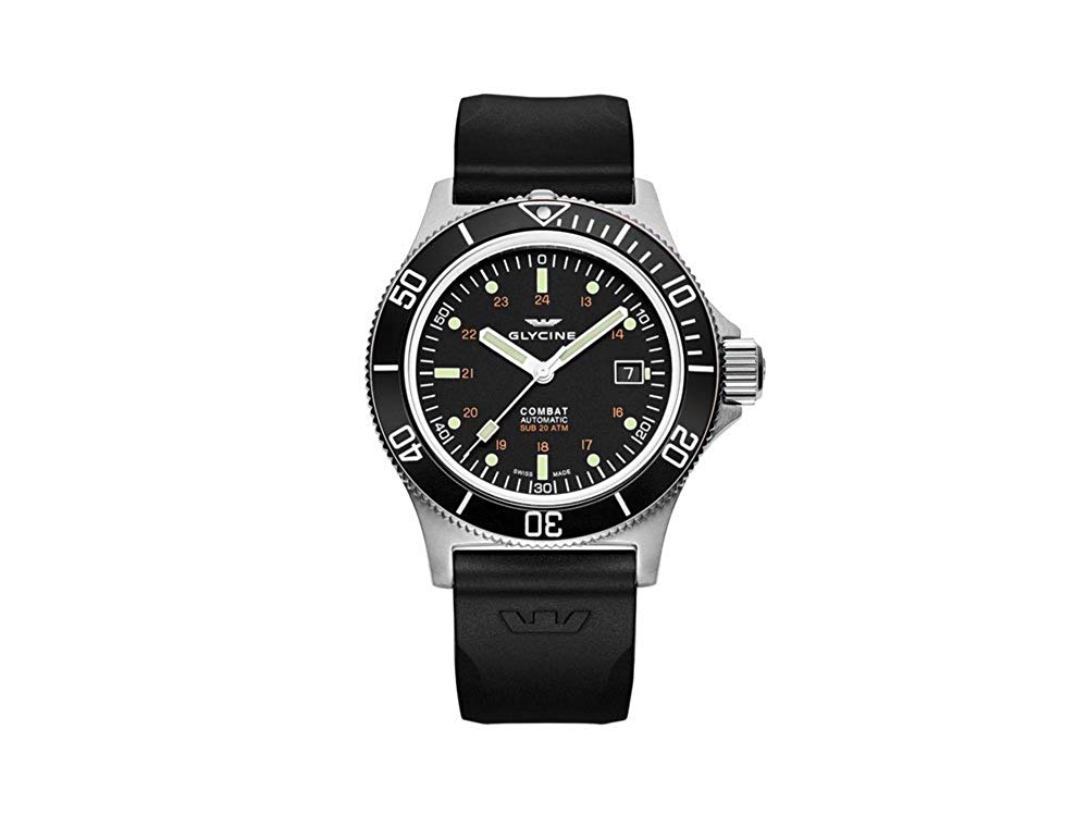 GLYCINE コンバット サブ 42 ブラック ラバーストラップ GL0087