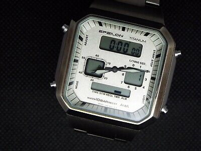 SEIKO Vintage Digital Watch ALBA TITANIUM V085-5010 EPSILON QUAD