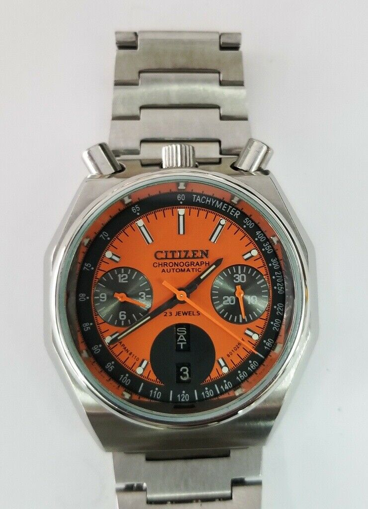CITIZEN ORANGE OCTAGON BULLHEAD CHRONOGRAPH AUTO REF.67-9356 CAL