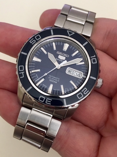 SOLD: Seiko 5 Sports SNZH53J1 -- blue dial -- mint condition