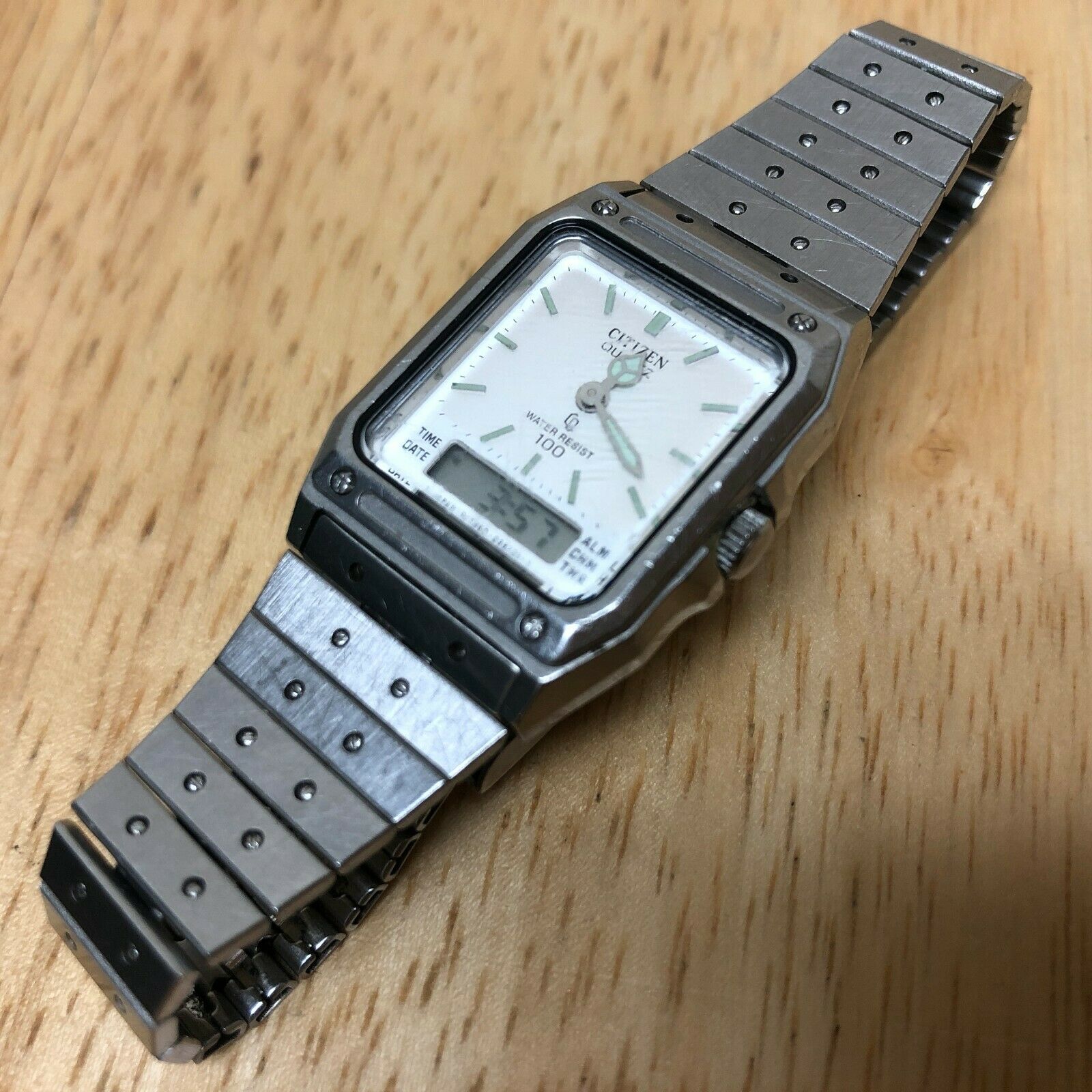 GaTa 　レトロアンティーク　腕時計 Vintage Citizen 8960 Japan Lady Silver Analog Digital Chrono Watch