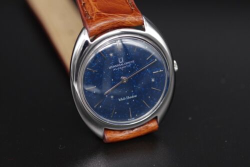 Cadran Universal Genève White Shadow Vintage NOS - Microtor Bleu, 100% Original Suisse