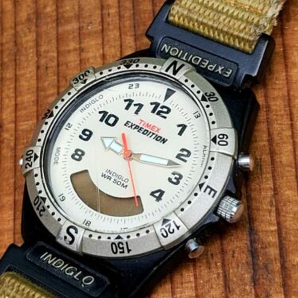 Timex Expedition Chronograph Watch Compass Bezel Indiglo Wr50m Ana Digi Watchcharts