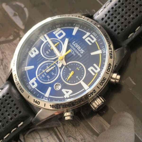 Mens Lorus Watch By Seiko Navy Blue Steel Quartz VD53X080 Chronograph