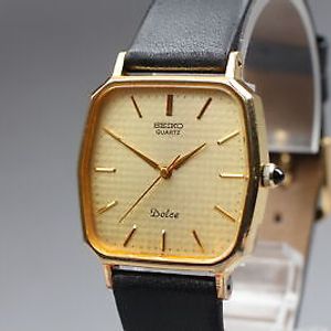 Vintage 1983 [Exc+5] Seiko Dolce 5931-5560 Gold Square Quartz Mens