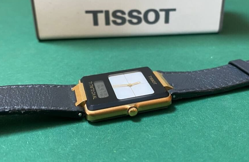 Vintage TISSOT Twotimer Men's 34mm Black Analog Digital Swiss