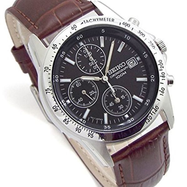 SEIKO Chronograph Watch Genuine Leather Belt Set Domestic Seiko Regular ...