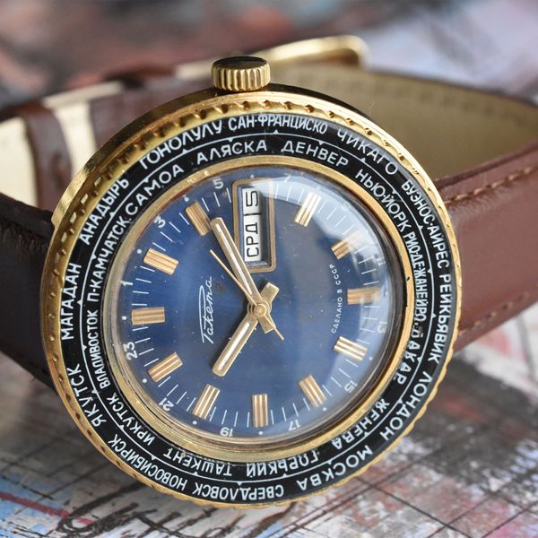 [WTS] Vintage Raketa World Time, Blue Dial in Gold-plated Case USSR ...