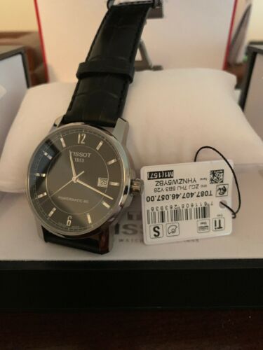 Classic titanium powermatic 80 black dial men's watch outlet t0874074605700