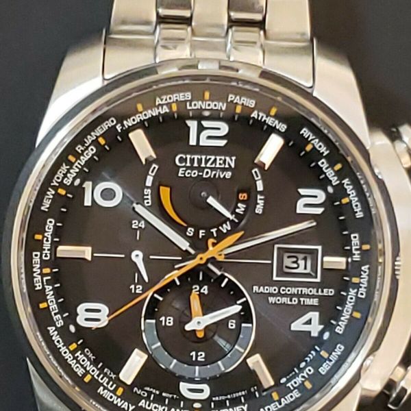 Citizen h820 EcoDrive Radio Controlled World Time, Sahhpire Crys
