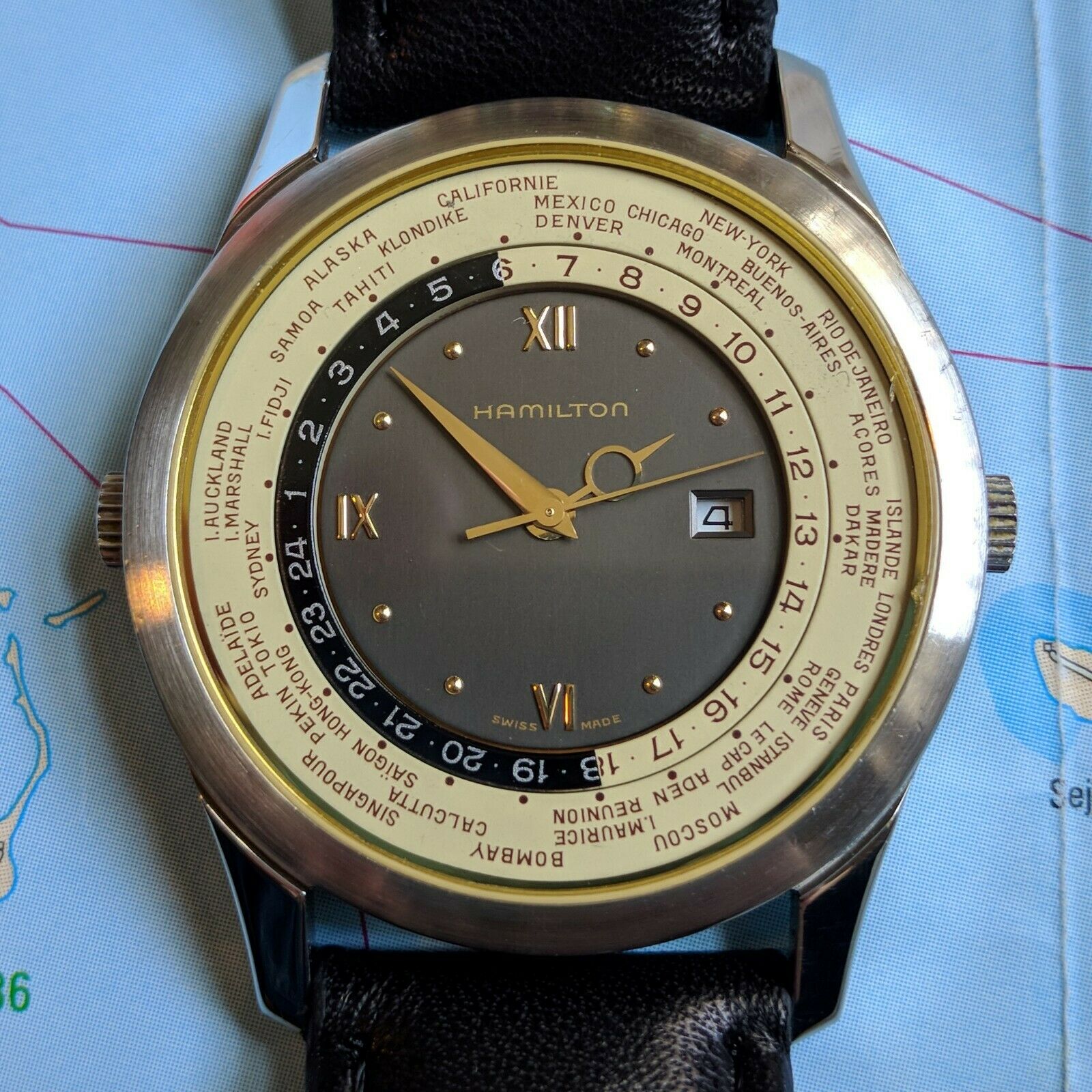 Quartz world time discount watch