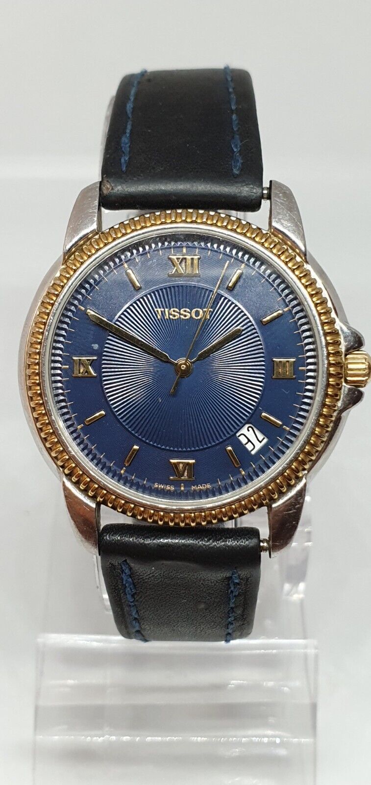 1円スタート】TISSOT ティソ C277/377C デイト SS×GP ゴールド文字盤