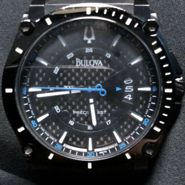 Bulova Precisionist 98B142 Wrist Watch for Men. Black Rubber Strap. New