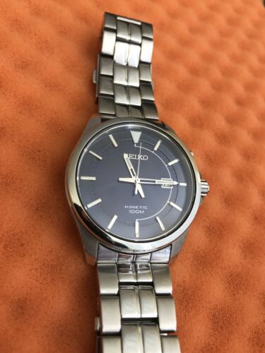 Seiko Kinetic SKH192 5M82 0AB0 Blue Dial Stainless Steel Men s