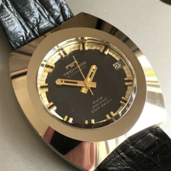 TECHNOS「deluxe Borazon-II」 1970s Vintage Technos Gold Deluxe Borazon Automatic Watch