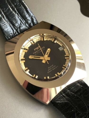 1970s Vintage Technos Gold Deluxe Borazon Automatic Watch 