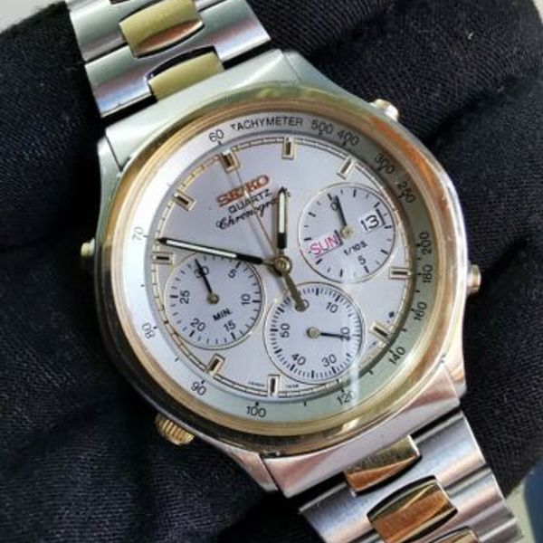 Seiko Quartz Chronograph 7a38 7240 Mint Condition Dual Tone-original 