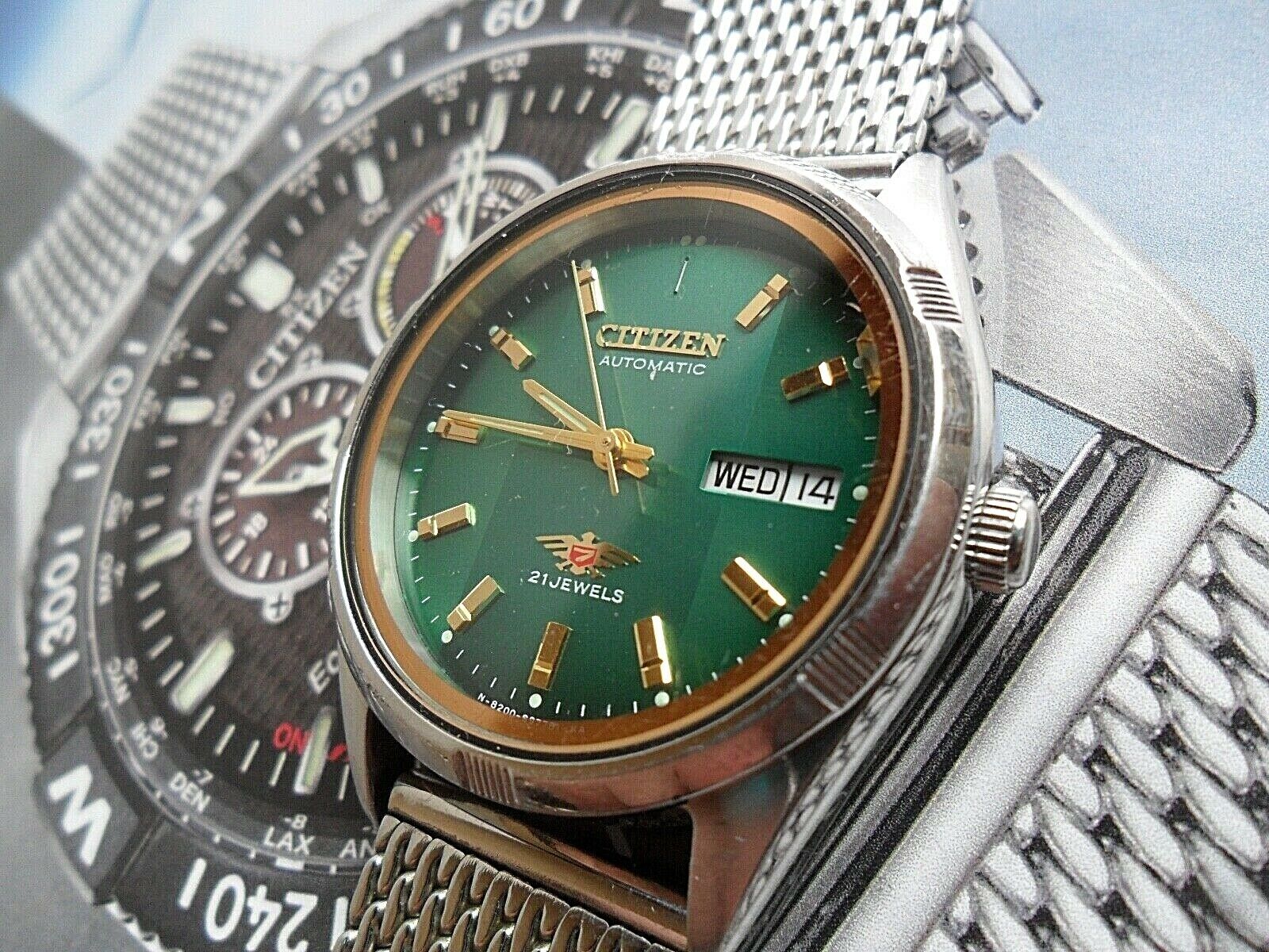 Citizen 時計8200 Green Dial Men's S/S Citizen 21 Jewel 8200 Automatic Watch 4