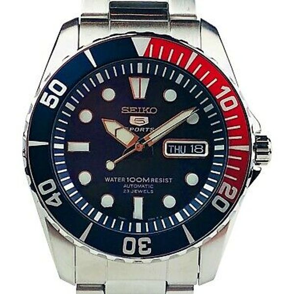 Seiko 5 Sports Automatic Sea Urchin Steel Pepsi Dial Mens Watch SNZF15K1  £279 | WatchCharts