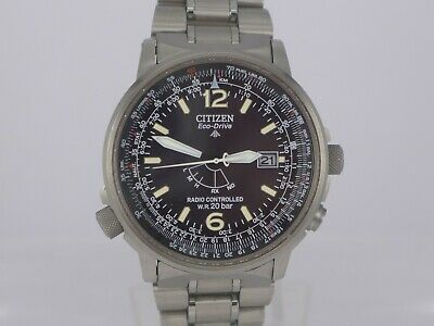 Citizen Promaster Eco-drive radio control Titanium bracelet pilot