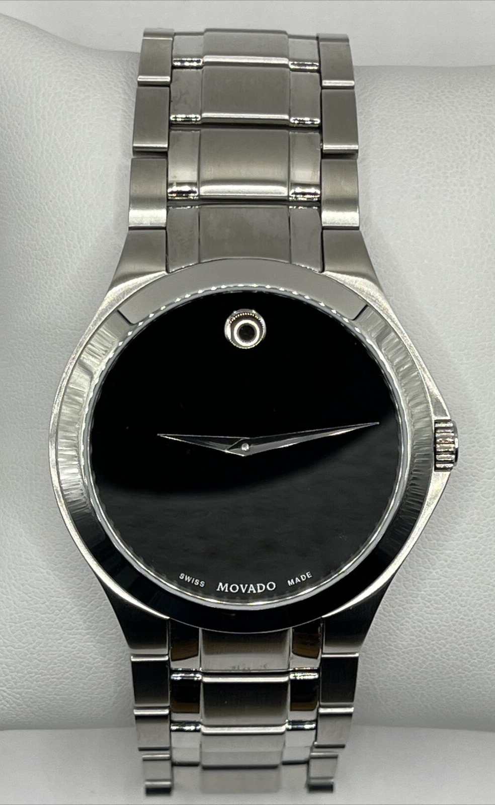 Movado Museum 0605746 Watch With 40mm Black Face Silver Breclet