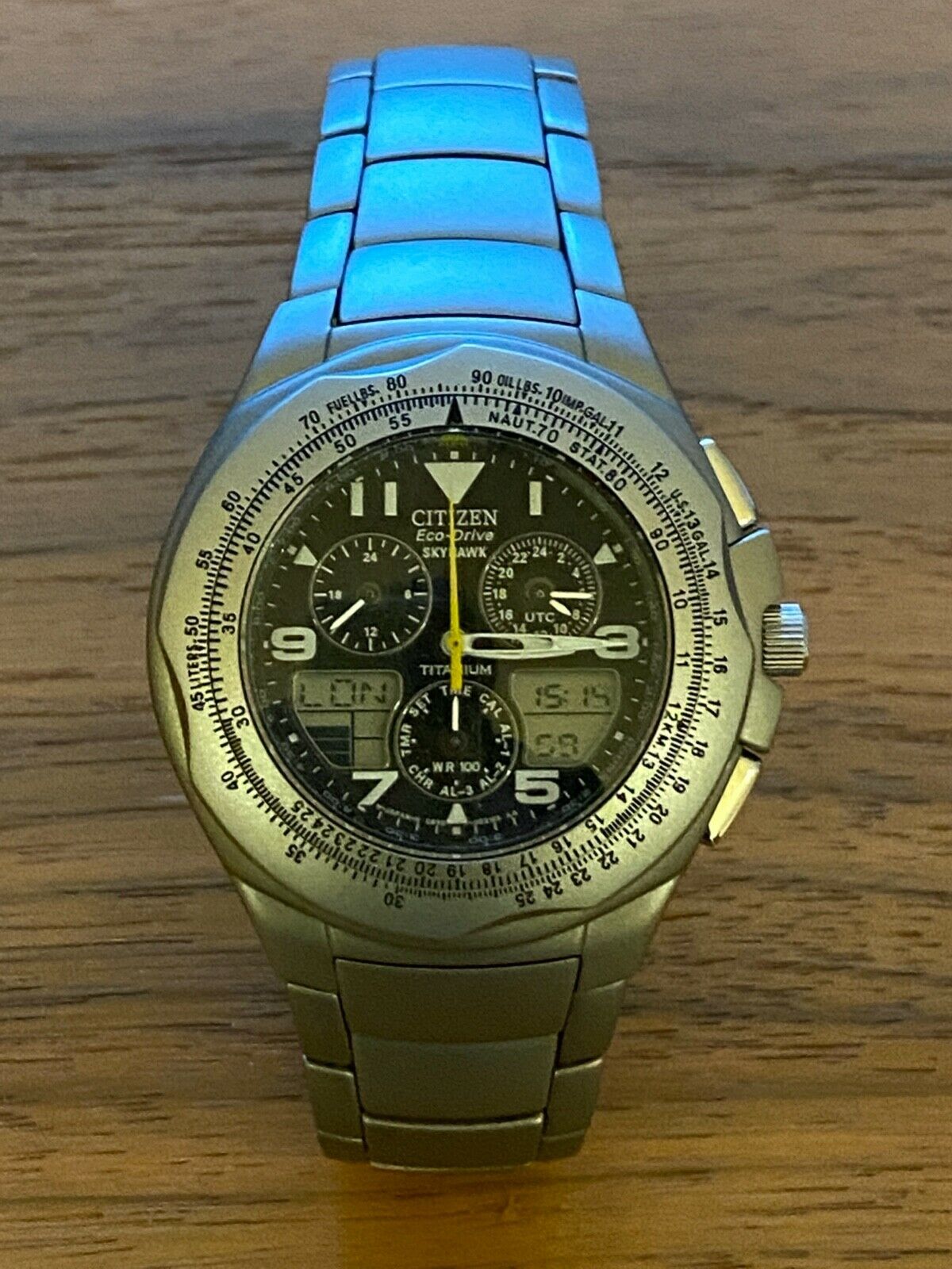 Citizen Quartz Eco-Drive World Time Skyhawk Chronograph JR3XXX/CAL